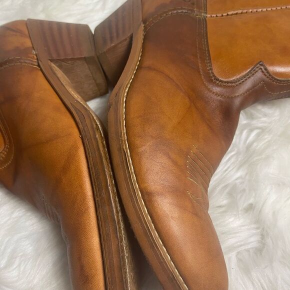 Vintage Dingo leather tan western cowboy Boots stitch accents SZ 10.5D main image 4
